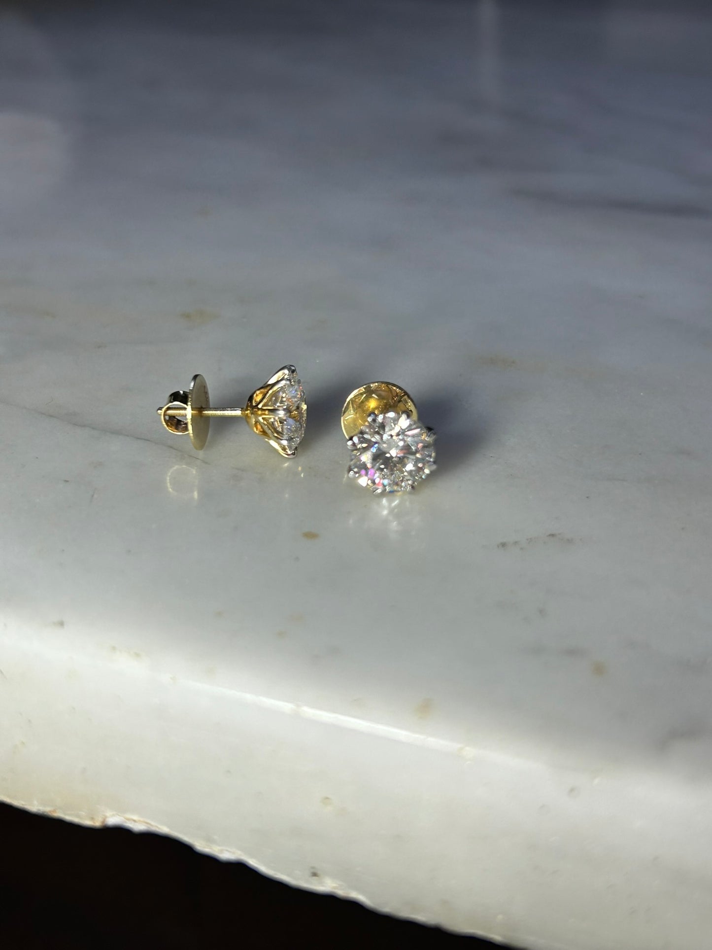 6ct Diamond Stud Earrings in 14k Gold with Screwbacks