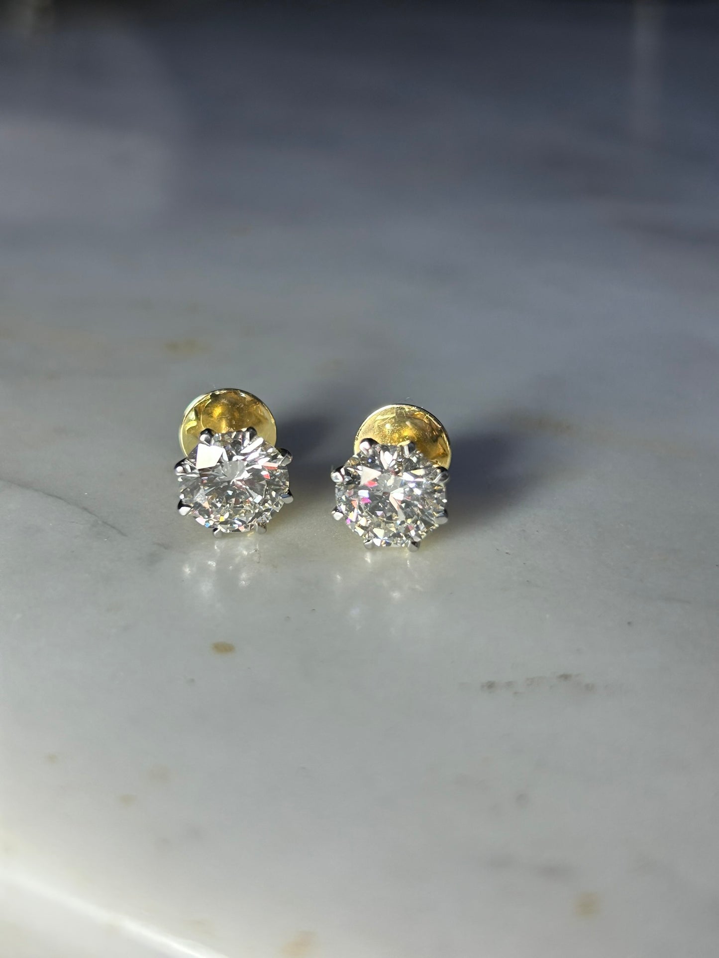 6ct Diamond Stud Earrings in 14k Gold with Screwbacks