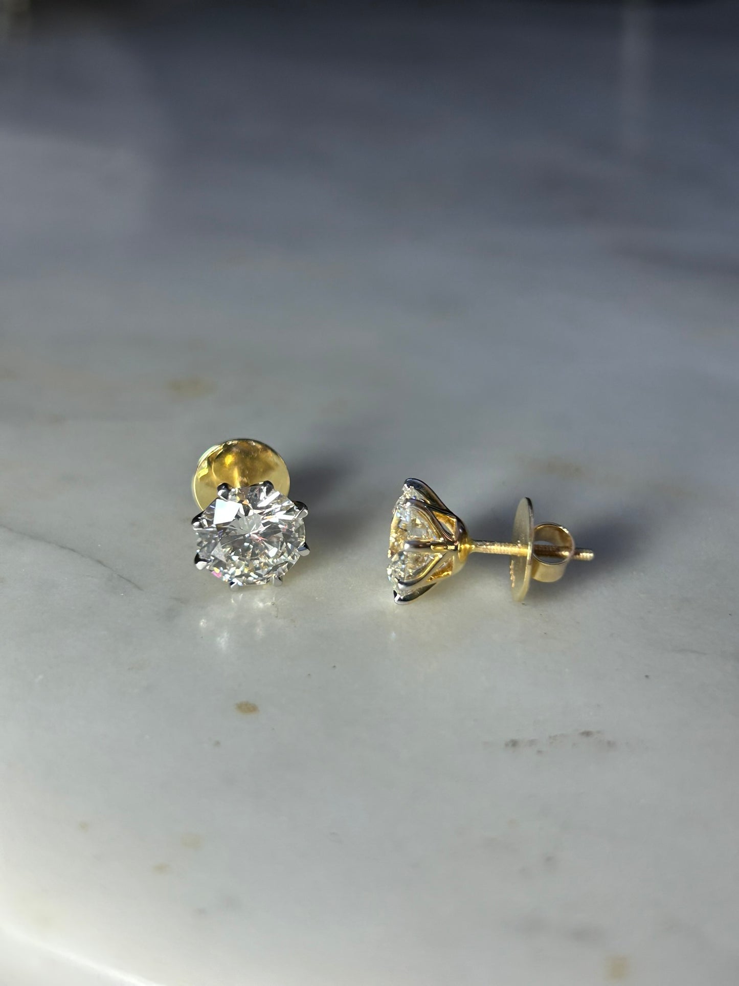 6ct Diamond Stud Earrings in 14k Gold with Screwbacks