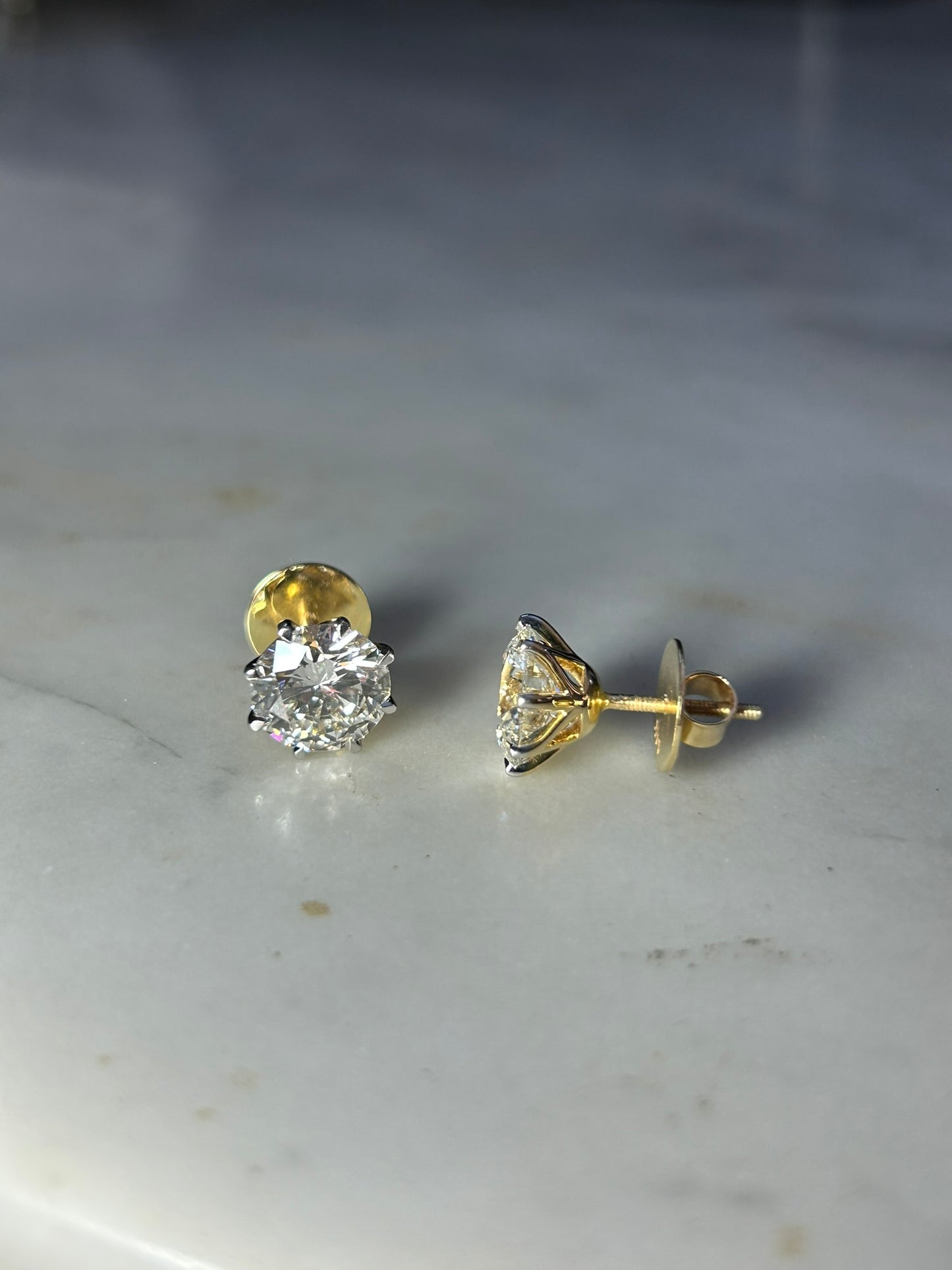 6ct Diamond Stud Earrings in 14k Gold with Screwbacks