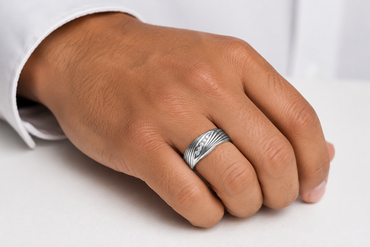 14K White Gold Five-Stone Men's Wedding Band