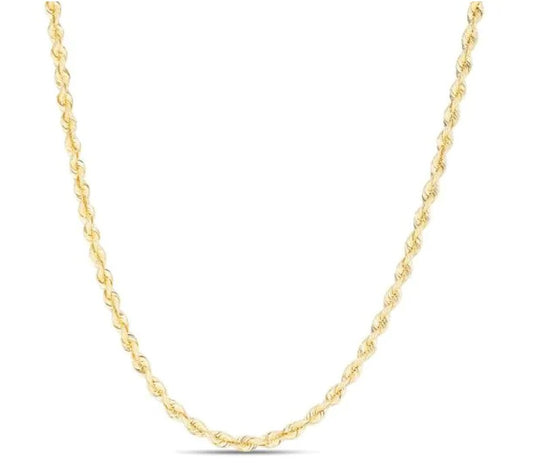 14k Gold Silk Rope Chain 3mm 18"-24"