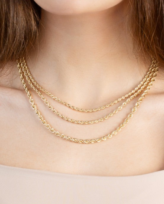 14k Gold Silk Rope Chain 3mm 18"-24"