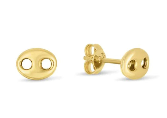 14k Gold Dog Nose Button Earrings