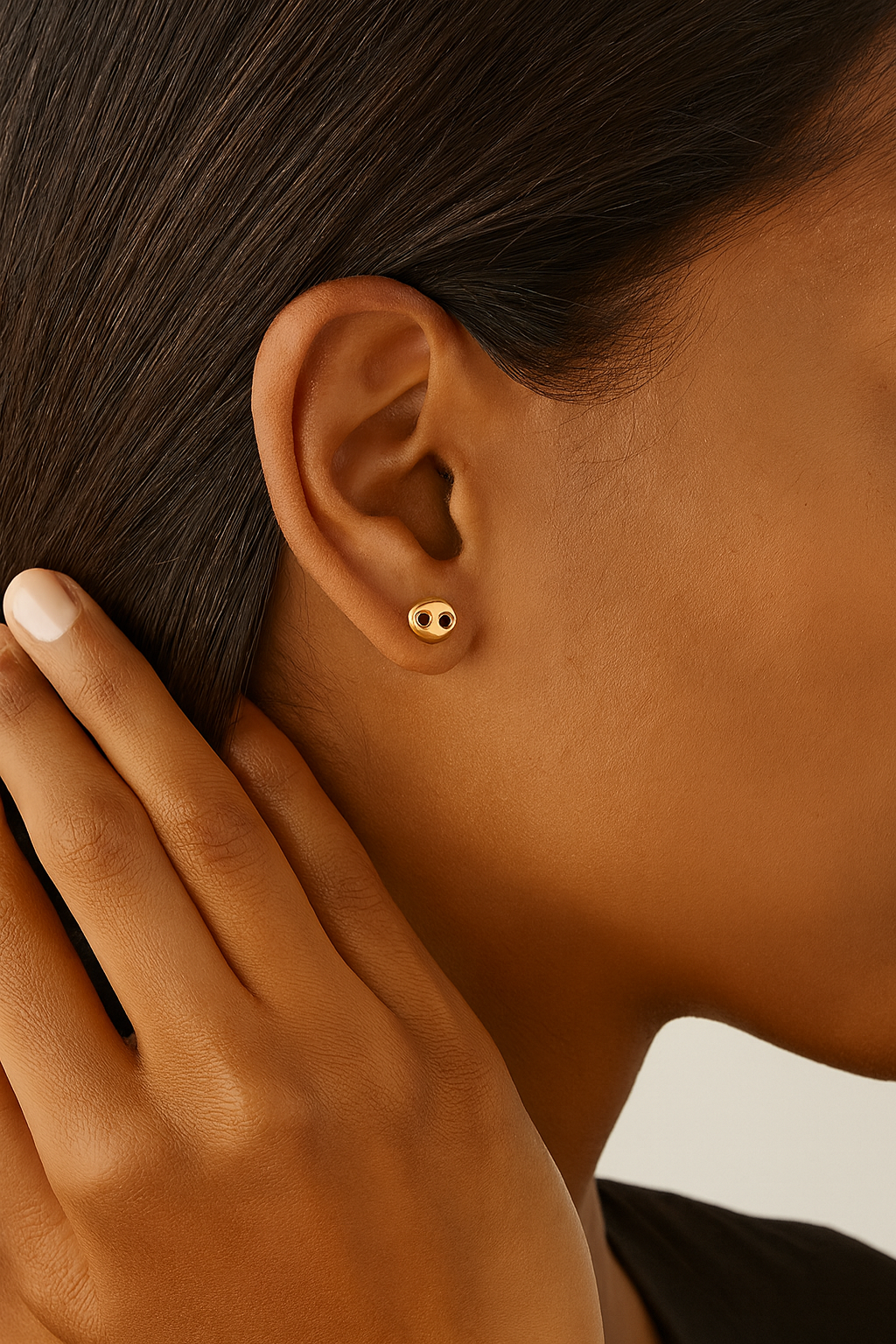 14k Gold Dog Nose Button Earrings