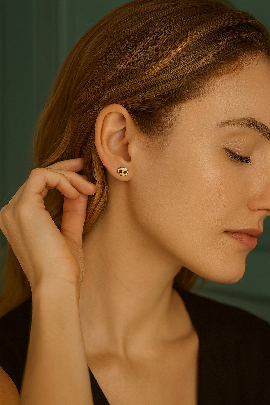 14k Gold Dog Nose Button Earrings