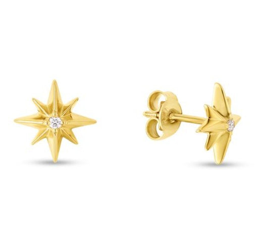 14k Gold Diamond North Star Earrings