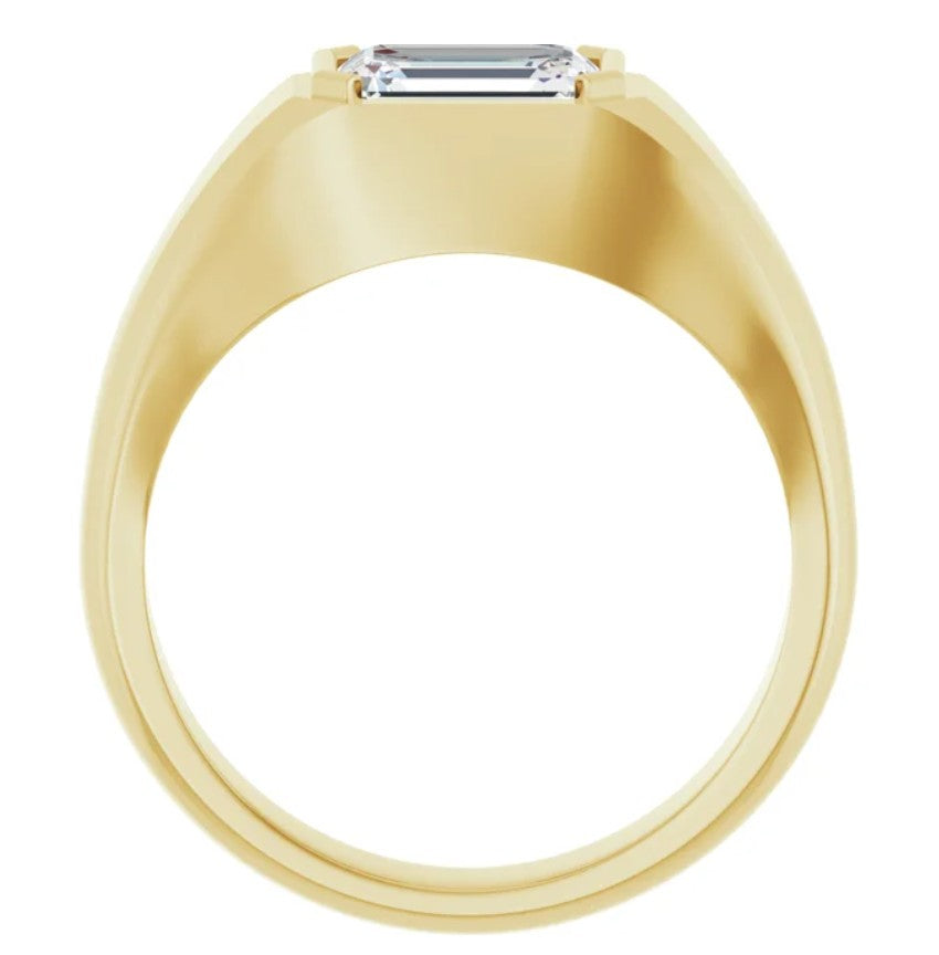 14k Yellow Gold Men's Ring with Emerald Cut 1.75ct Diamond