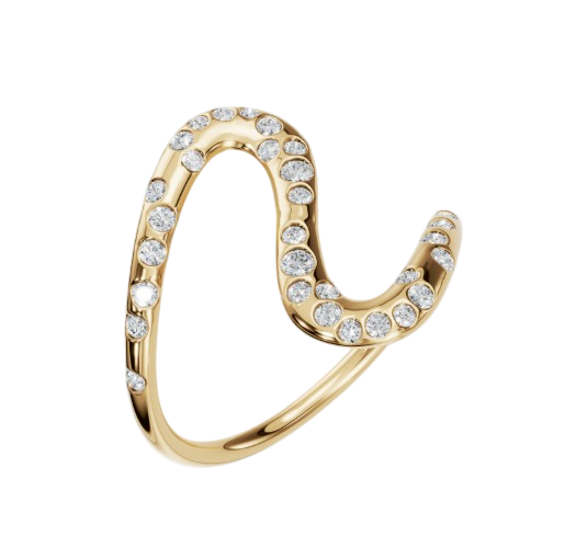 Curved 14k Gold Ring with 0.30cts Diamonds