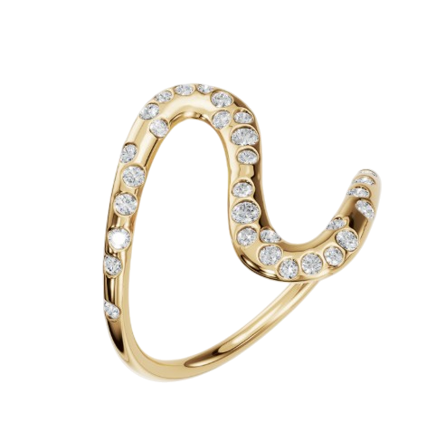Curved 14k Gold Ring with 0.30cts Diamonds