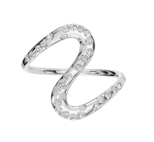 Curved 14k Gold Ring with 0.30cts Diamonds