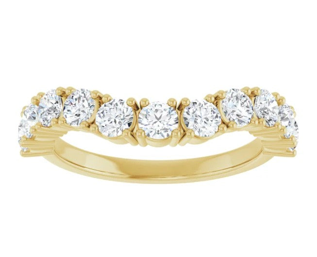 1ct Curved Diamond Wedding Band Anniversary Band 14k Gold