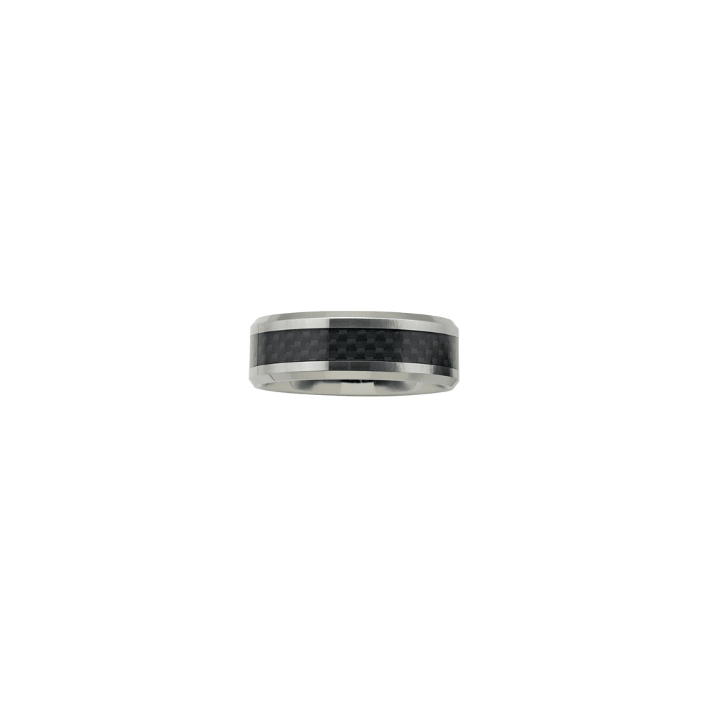 Tungsten 8 mm Beveled-Edge Carbon Fiber Inlay Comfort-Fit Band