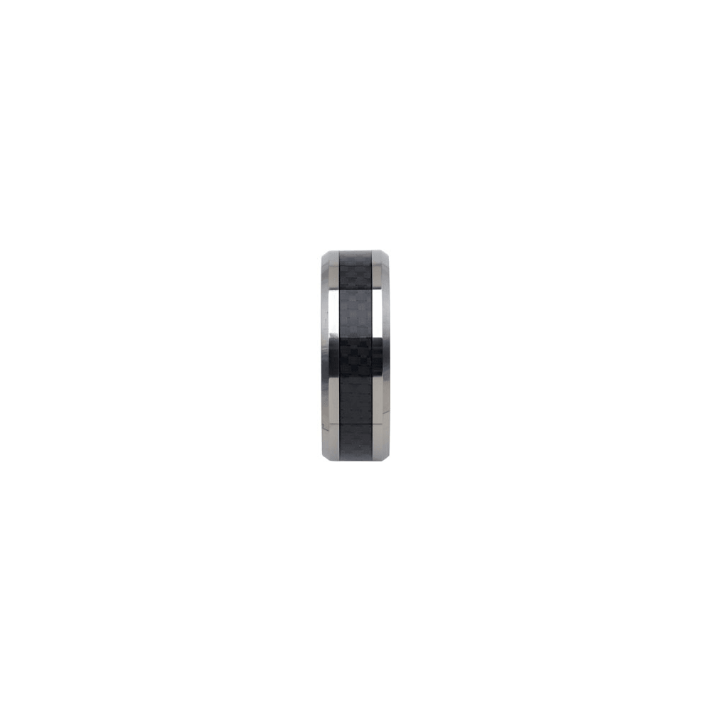 Tungsten 8 mm Beveled-Edge Carbon Fiber Inlay Comfort-Fit Band