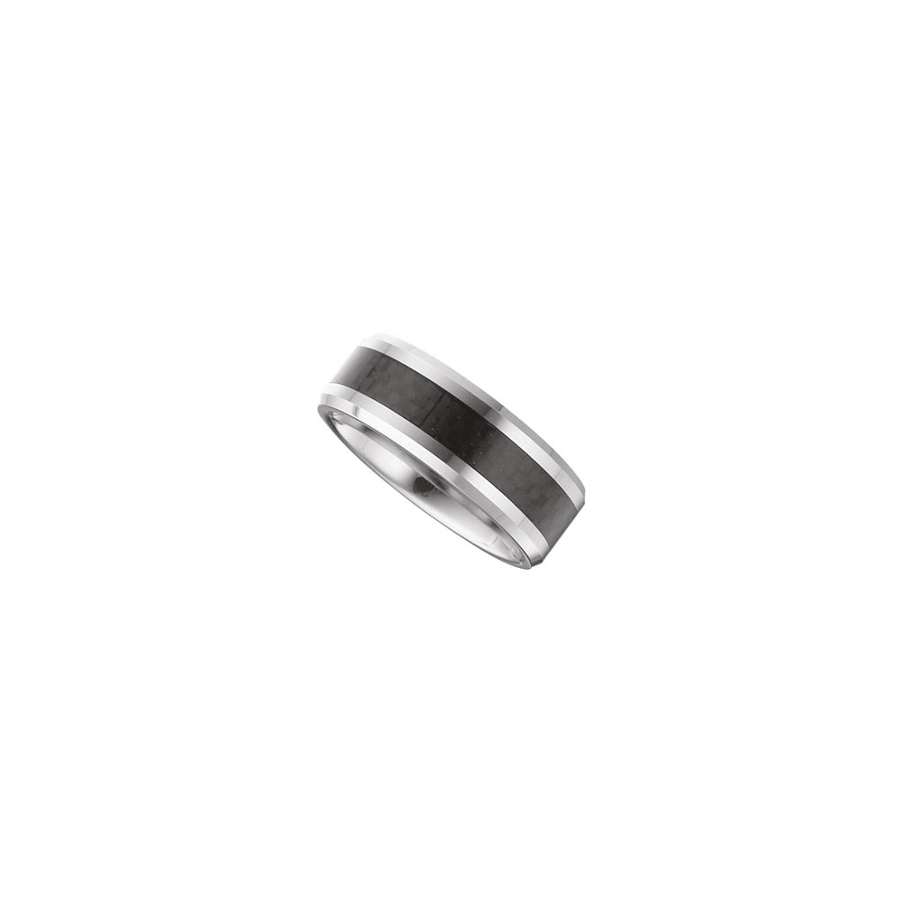 Tungsten 8 mm Beveled-Edge Carbon Fiber Inlay Comfort-Fit Band