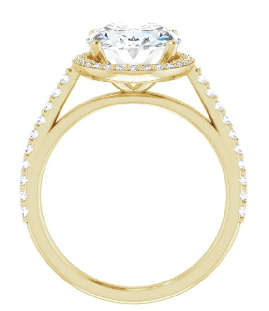 14k Gold Halo Engagement Ring with 3ct Oval Diamond