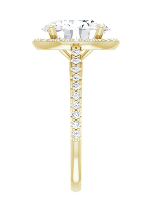 14k Gold Halo Engagement Ring with 3ct Oval Diamond