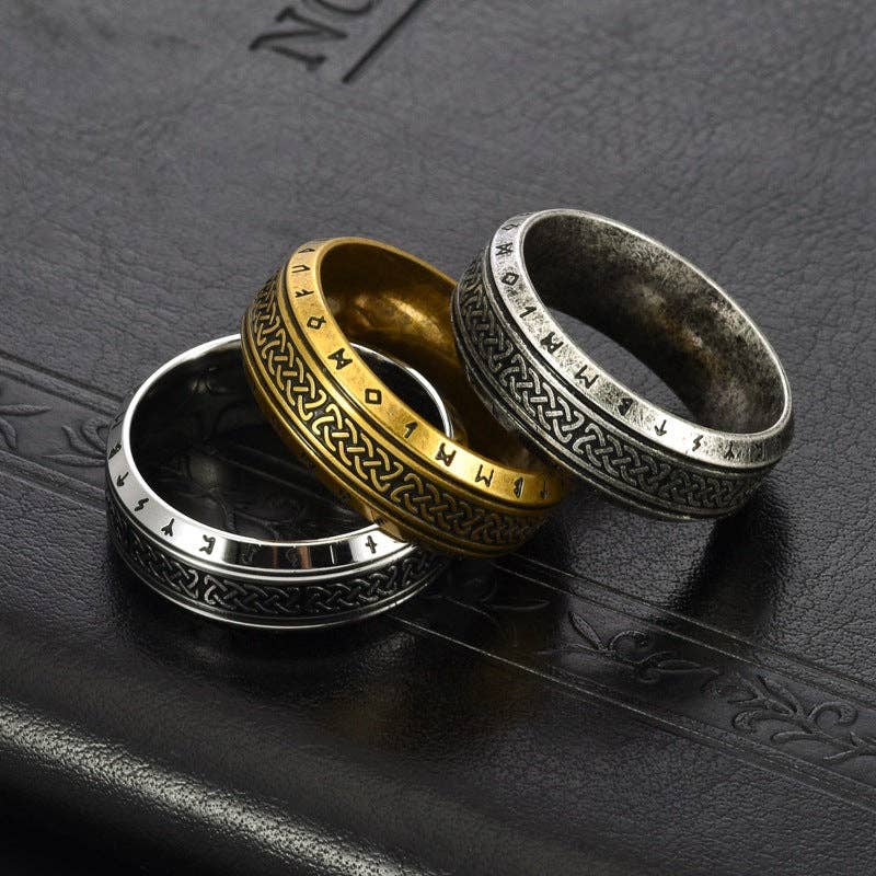 Stainless Steel Celtic Knot Viking Rune Wedding Band Ring