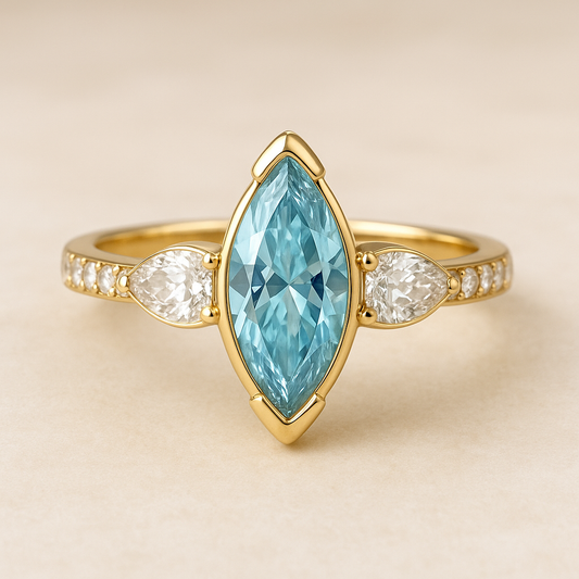 3ct Blue Diamond Ring in 14k Gold