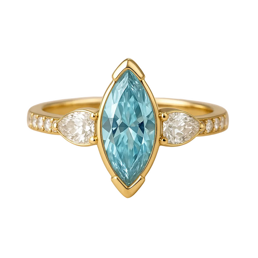 3ct Blue Diamond Ring in 14k Gold