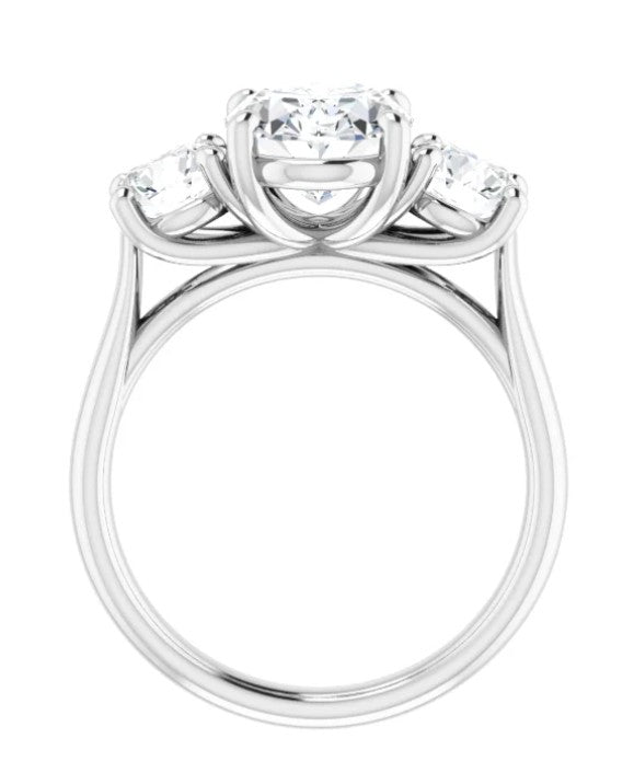Classic 14k White Gold 3 Stone Diamond Engagement Ring 3.7tcw