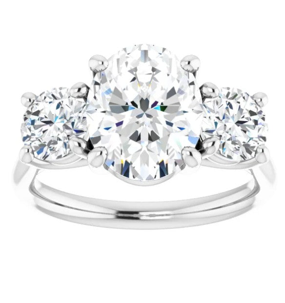 Classic 14k White Gold 3 Stone Diamond Engagement Ring 3.7tcw