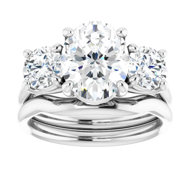 Classic 14k White Gold 3 Stone Diamond Engagement Ring 3.7tcw