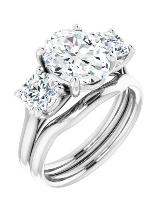 Classic 14k White Gold 3 Stone Diamond Engagement Ring 3.7tcw