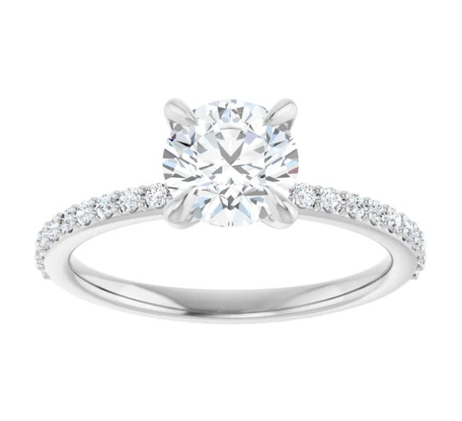 14k White Gold Classic Solitaire Engagement Ring with 1ct Brilliant Cut Diamond