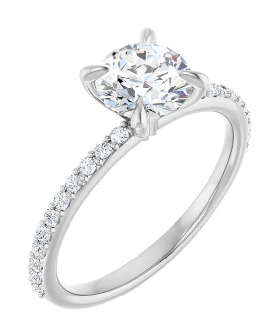 14k White Gold Classic Solitaire Engagement Ring with 1ct Brilliant Cut Diamond