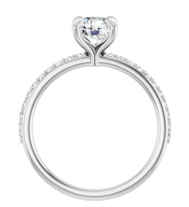 14k White Gold Classic Solitaire Engagement Ring with 1ct Brilliant Cut Diamond